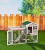 48 in. Large Chicken Coop Wooden Rabbit Hutch Gray