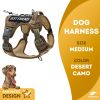 Tactical Dog Harness with Handle, Medium. Desert Camouflage 900D Nylon Tactical Dog Vest Harness. No Pull Breathable Dog Tactical Harness with Adjusta