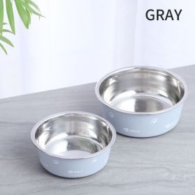 Dog Bowl Cat Bowl For Food And Water, Stainless Steel Pet Feeding Bowl, Durable Non-Skid Insulated Heavy Duty With Rubber Bottom For Medium Large Dogs (Color: Gray, size: l)